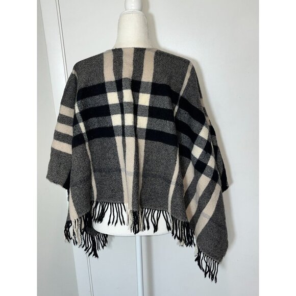 BURBERRY 100% Merino Wool Fringe Cape Poncho - Picture 4 of 7